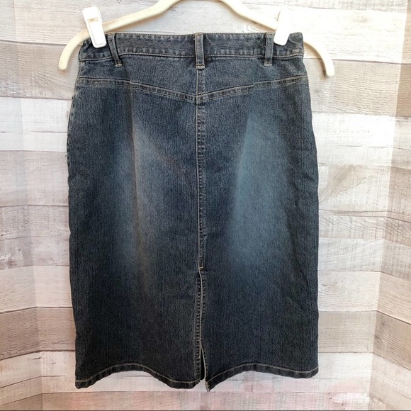 Ann Taylor LOFT Stretch Denim Knee-Length Skirt, size 0 - Picture 6 of 7